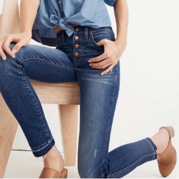 Madewell Denim - Madewell | Women’s 10” High-Rise Skinny Jeans Button Fly Drop Hem H6319 Size 30